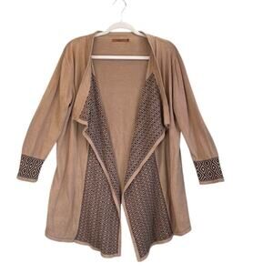 Belldini L Womens Brown Open Knit Cardigan CottonBlend Hobo/Prairie Office Wear